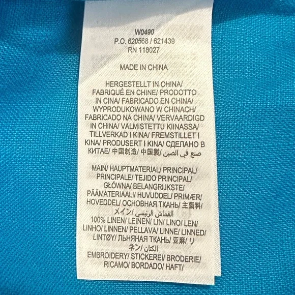 Boden Laura Linen Blue Lagoon Shift Dress Floral Embroidered Size 2R - Picture 15 of 16